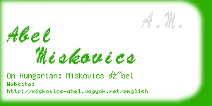 abel miskovics business card